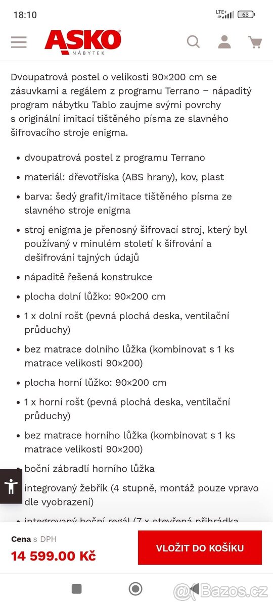 Prodej patrová postel / palanda - 3