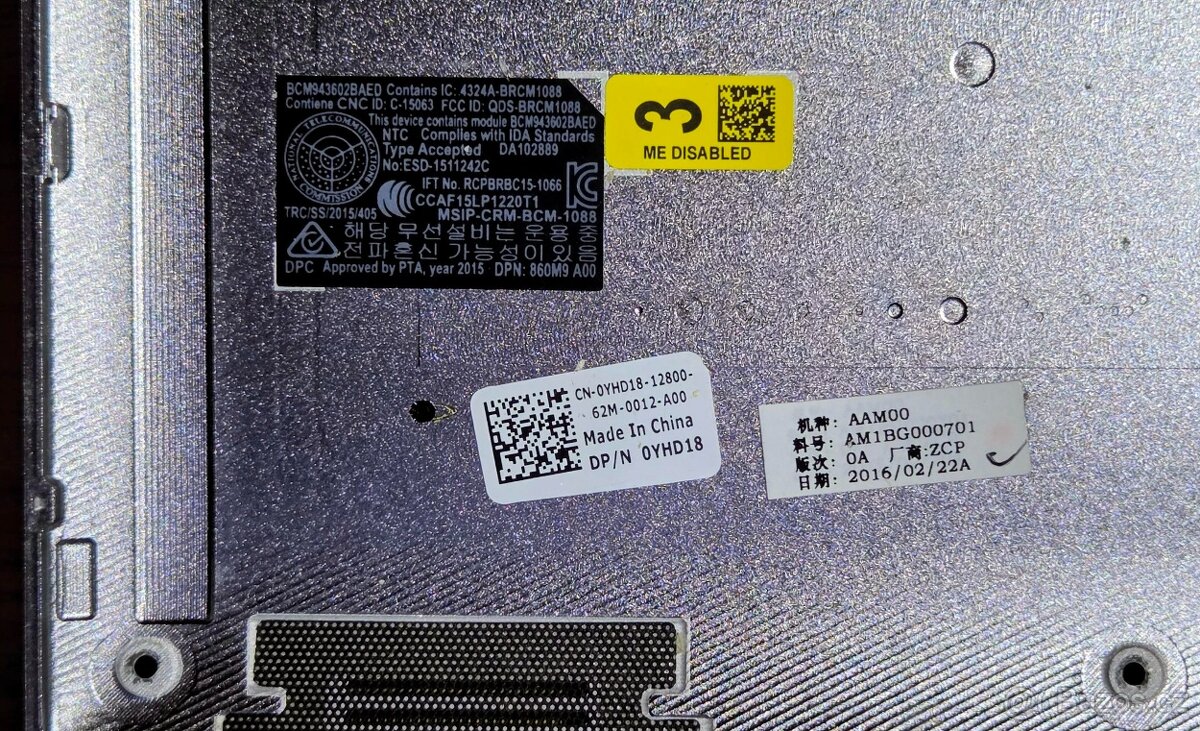 Spodní kryt Dell XPS 9550 - 3