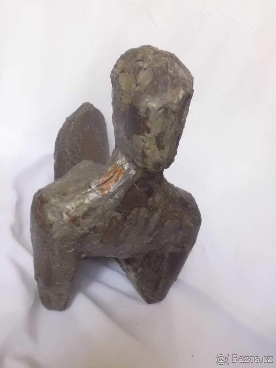 UNIKÁTNÍ Starožitná Kubistická Kovová ART Plastika - ŽENA - 3