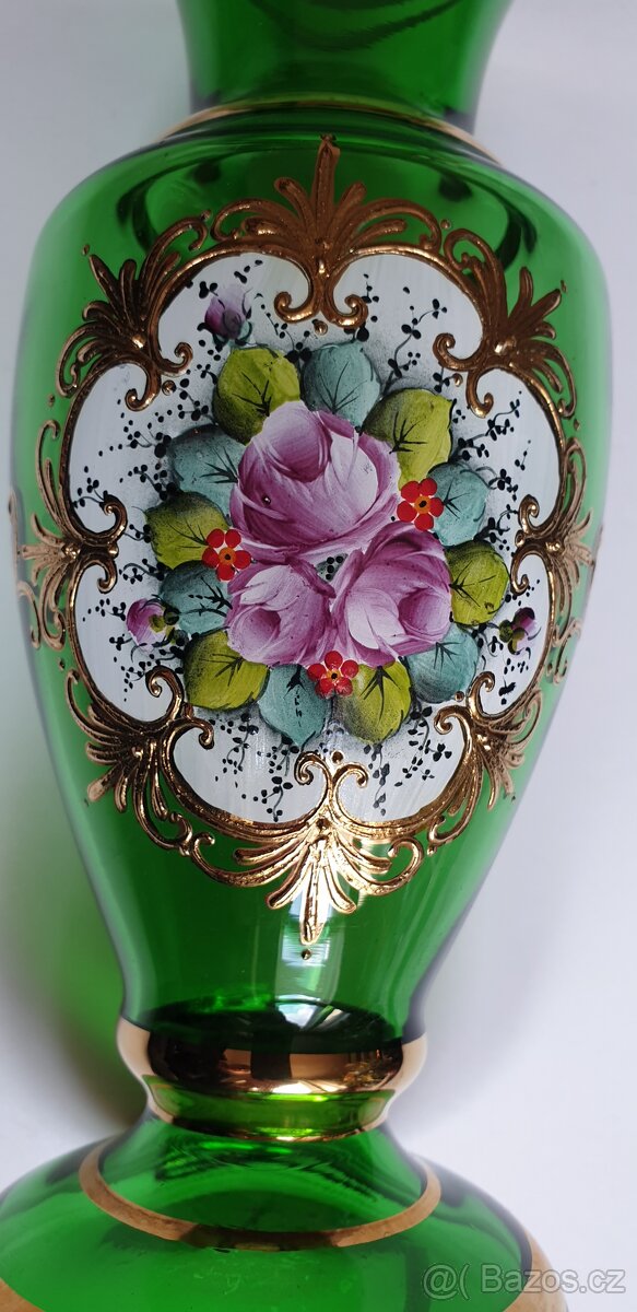 váza zelené sklo výška 27cm - 3