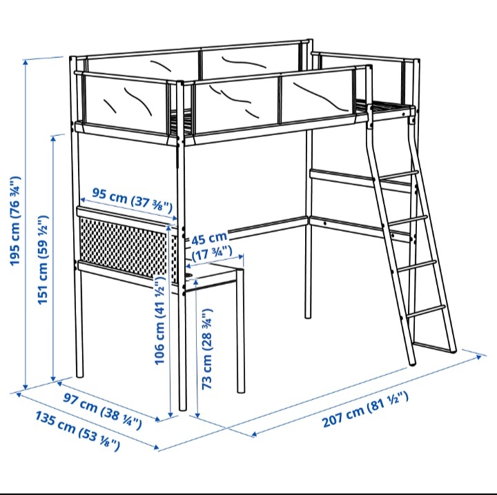 Prodám vysokou postel IKEA VITVAL se stolní deskou - 3