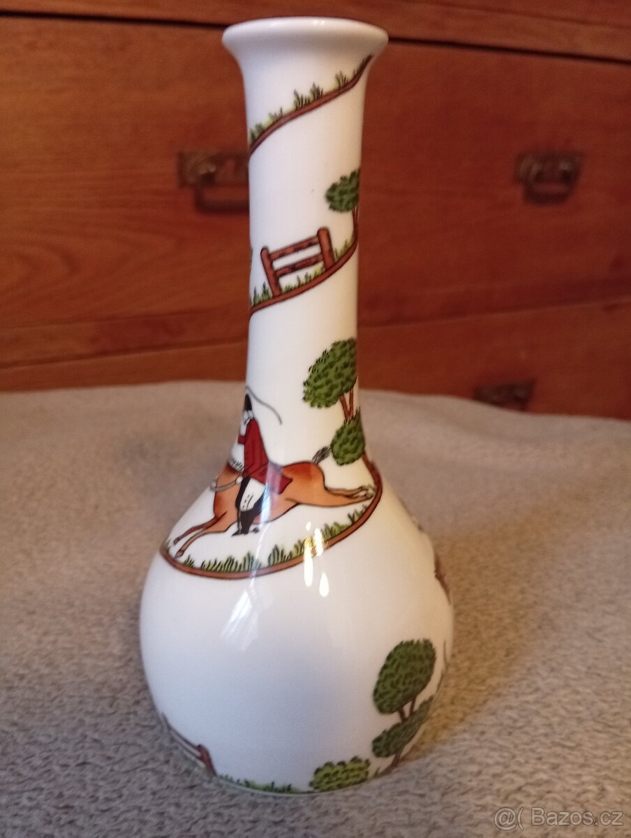 vázička s motivem, koní 14,5cm zn.Hunting Scene - 3