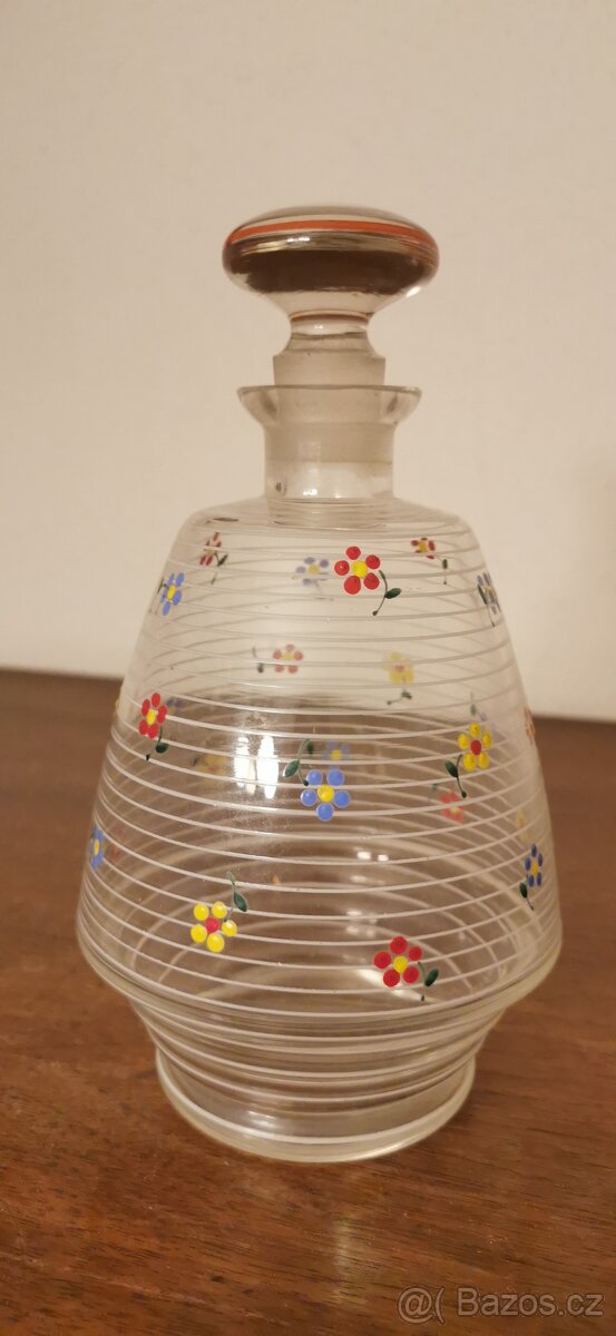 Skleněný malovaný džbán, karafy a skleničky - 3