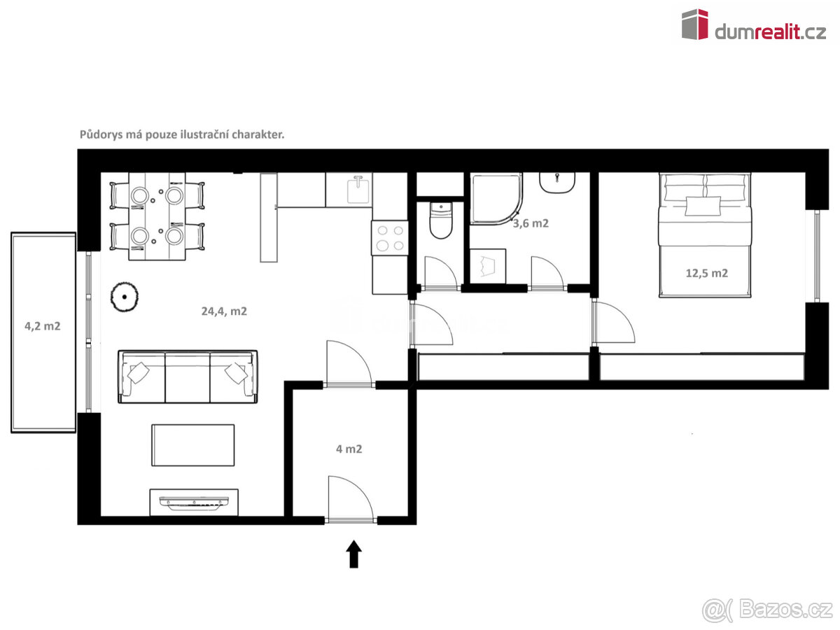 Pronájem, byt, 2+kk, Vyšenská, Český Krumlov - 3