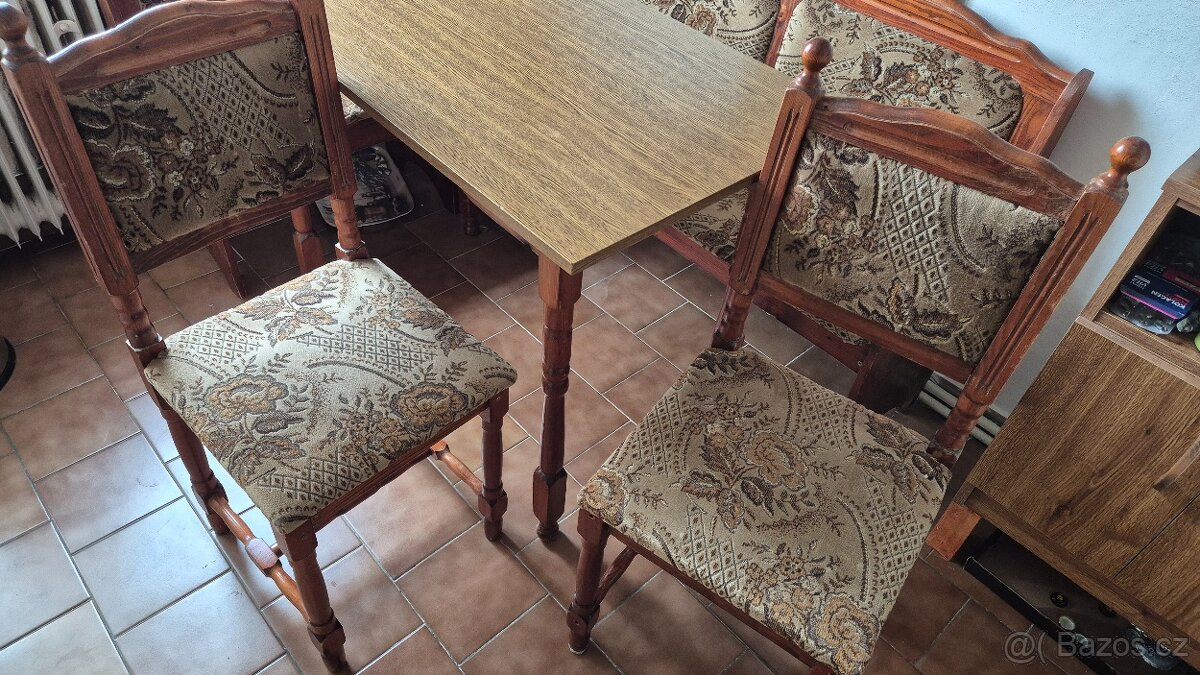 🔹 Jídelní rohový L kout + 2 dřevěné židle – super stav Po - 3