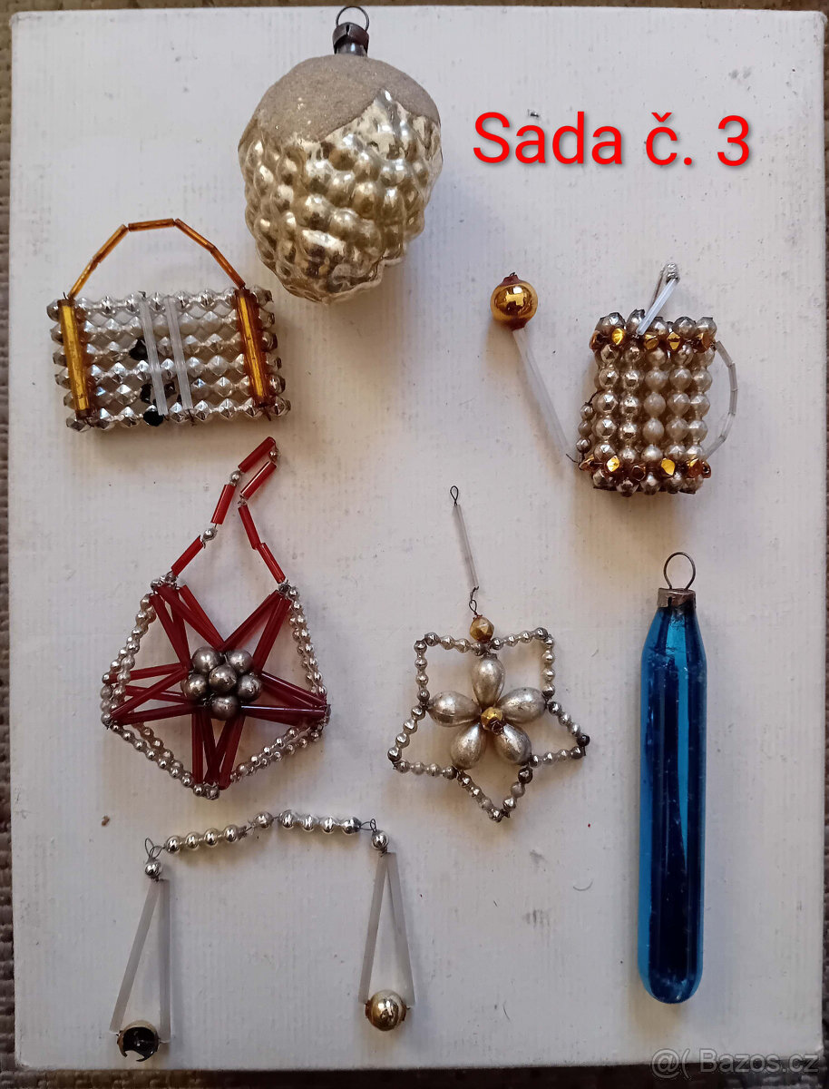 15 ks Retro staré starožitné korálkové vánoční ozdoby - 3