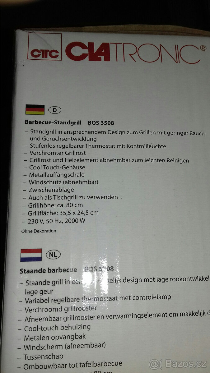 Elektrický gril CLATRONIC BQS 3508 2000W - 3