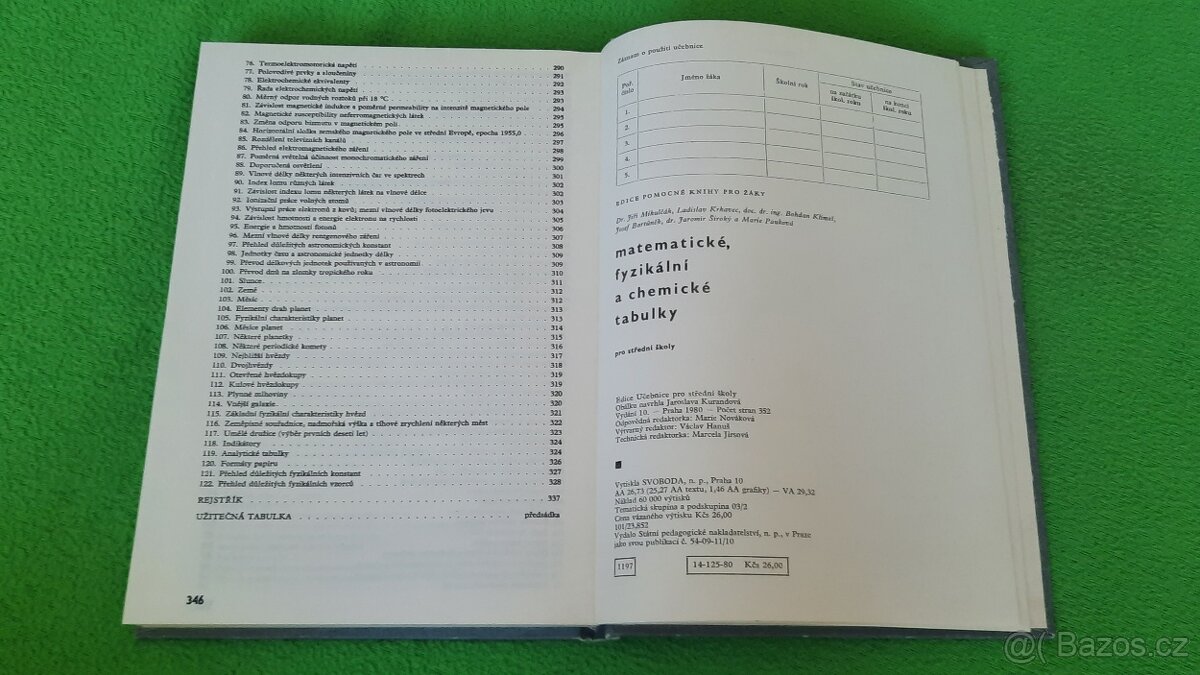 Matematické fyzikální chemické tabulky - 3