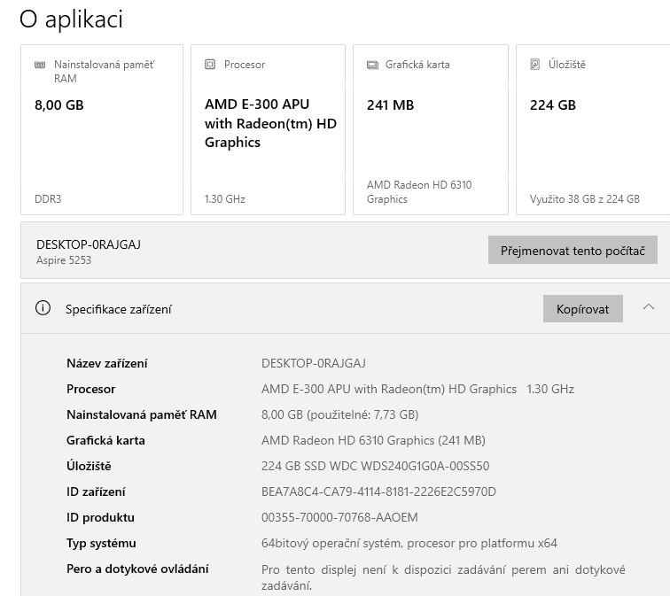 Acer Aspire 5253,WIN 10,HDD 500GB,RAM 8GB,15.4 palců - 3