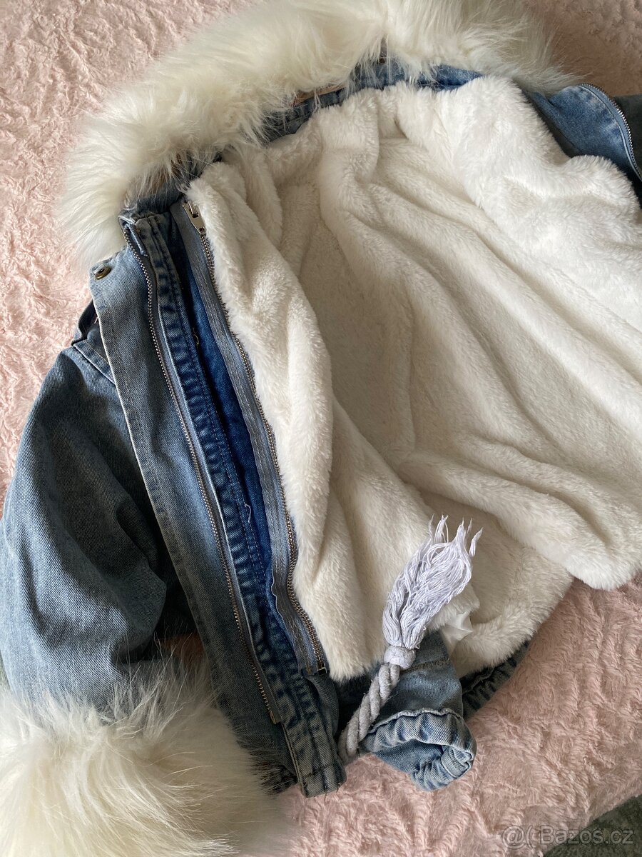 Džínová bunda S/M s kozíškem. Nová. - 3