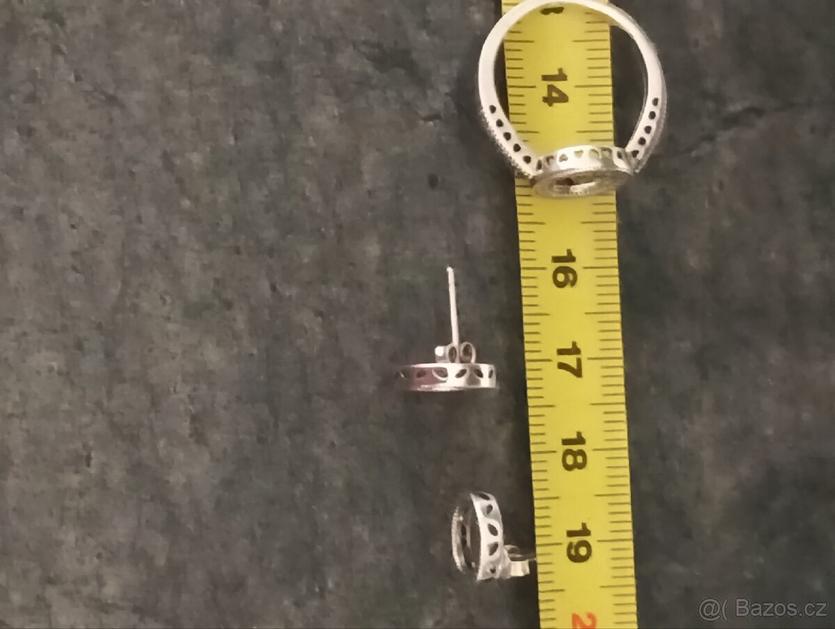Stříbrná souprava náušnice a prsten - 3