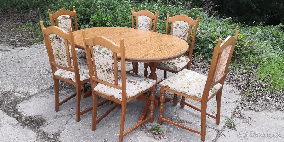 Rozkládací jídelní stůl + 6x židle - 3
