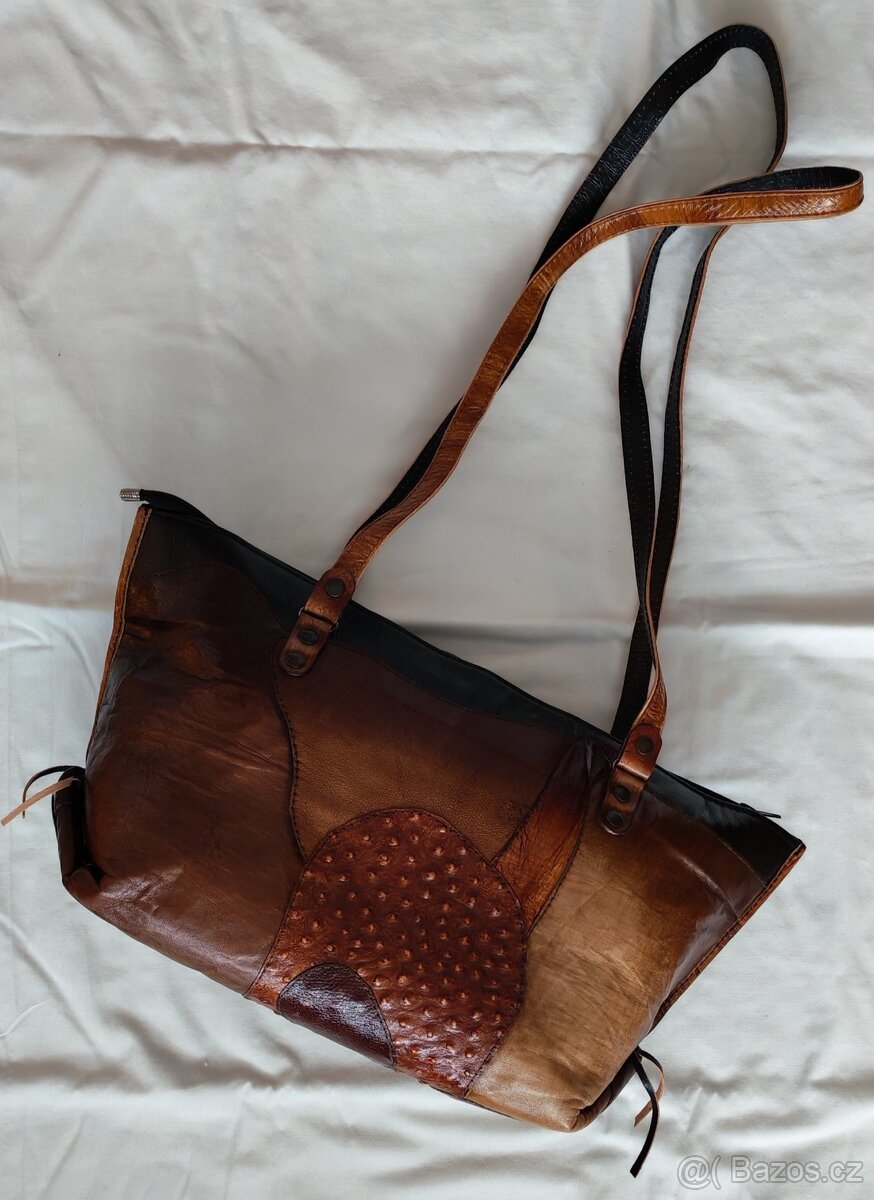 Kožená kabelka, ruční výroba - 3