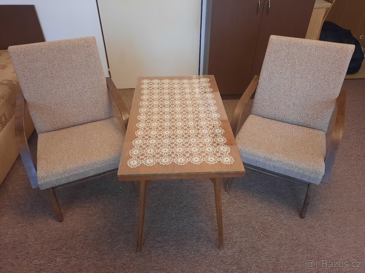 2 retro křesla s konferenčním stolkem - 3
