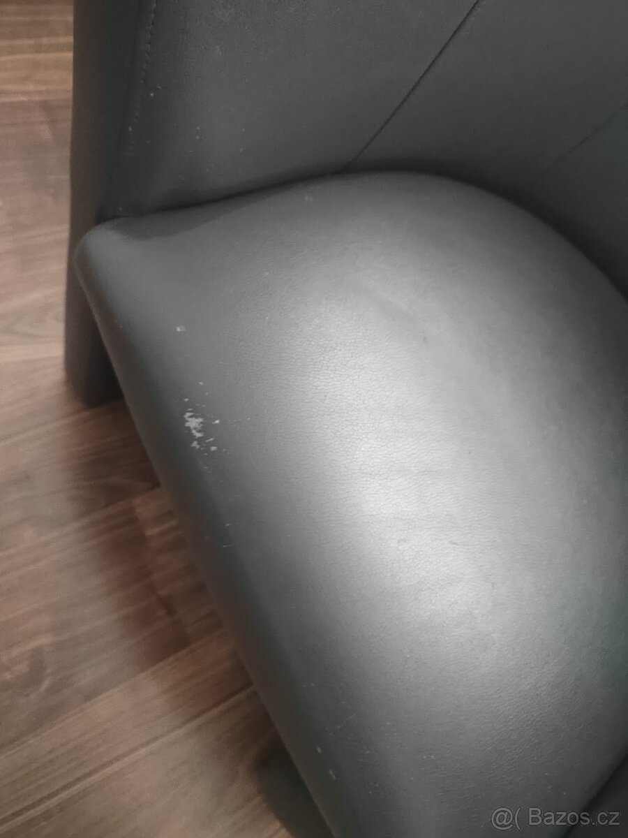 Křeslo šedé kožené /koženkové - 3