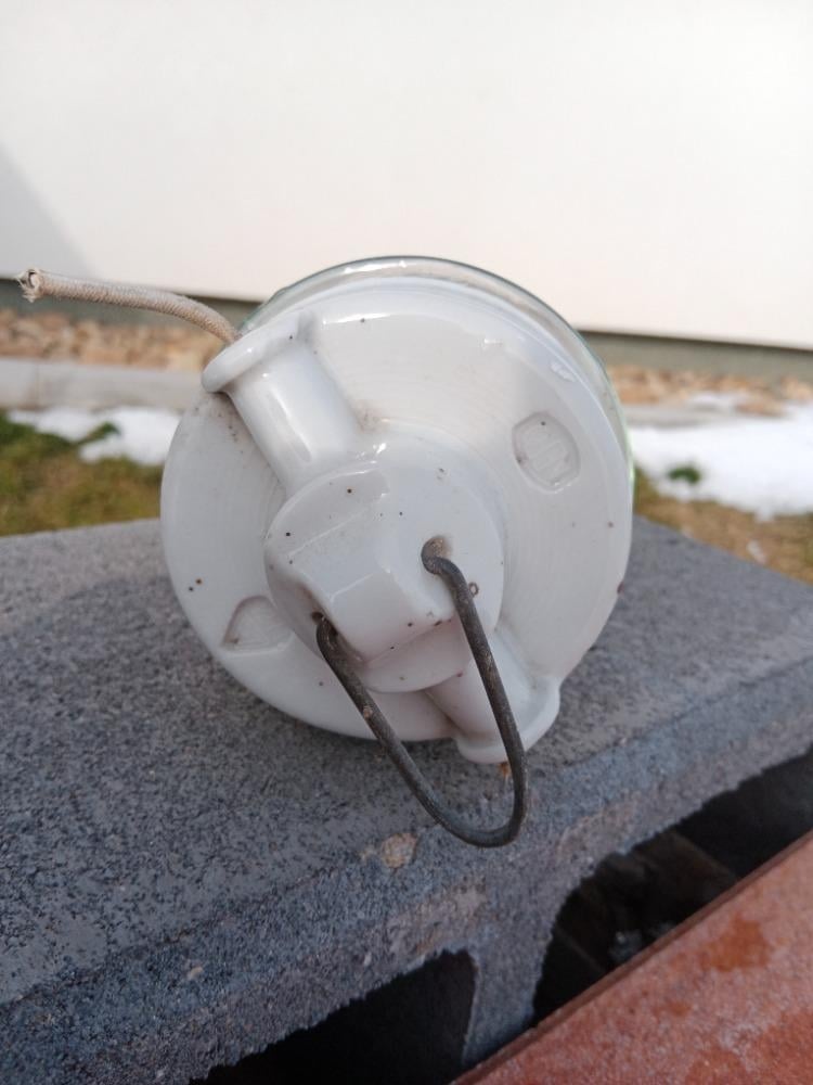 Stara sklokeramicka zavesna lampa - 3