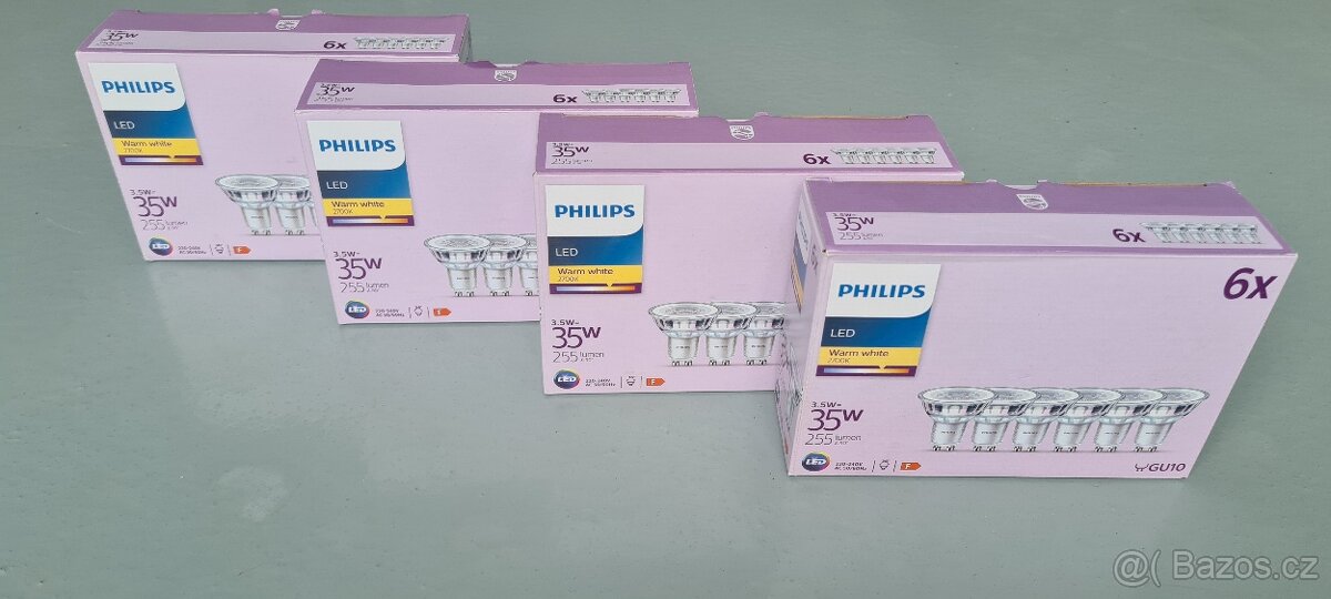 587 - 4 sady á 6x LED halogen PHILIPS GU10 - SLEVA 40% - 3