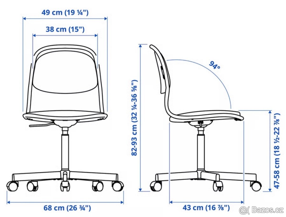 Otočná židle IKEA bílá/Vissle tm.modrá - 3