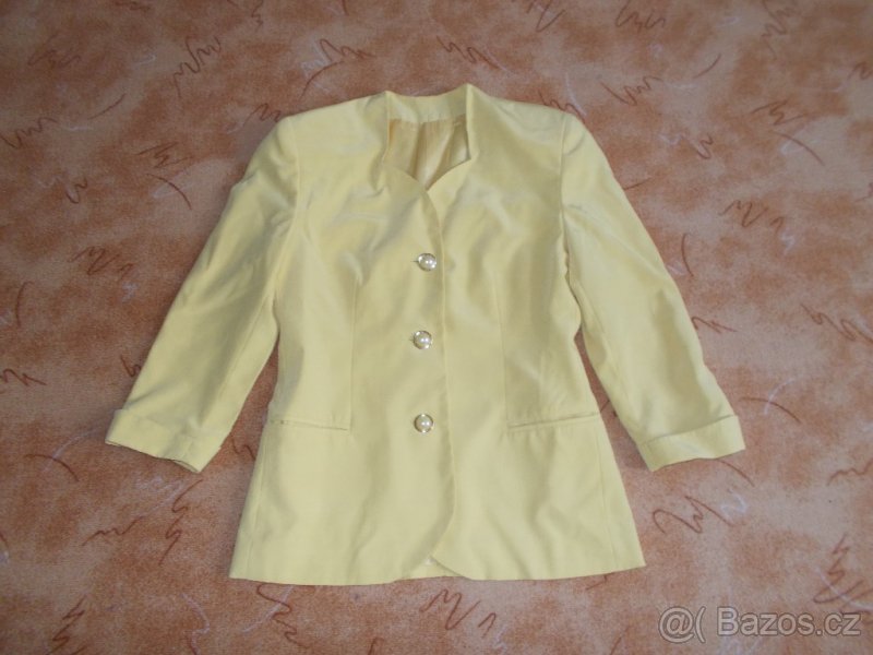 Žlutý kostýmek,sukně a sako vel.40-42 - 3