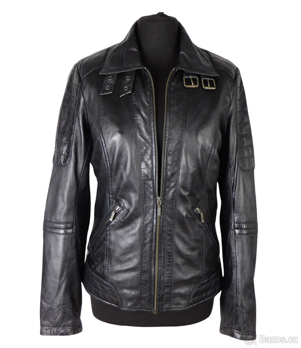 Kožená dámská černá bunda KARA vel. M - 3