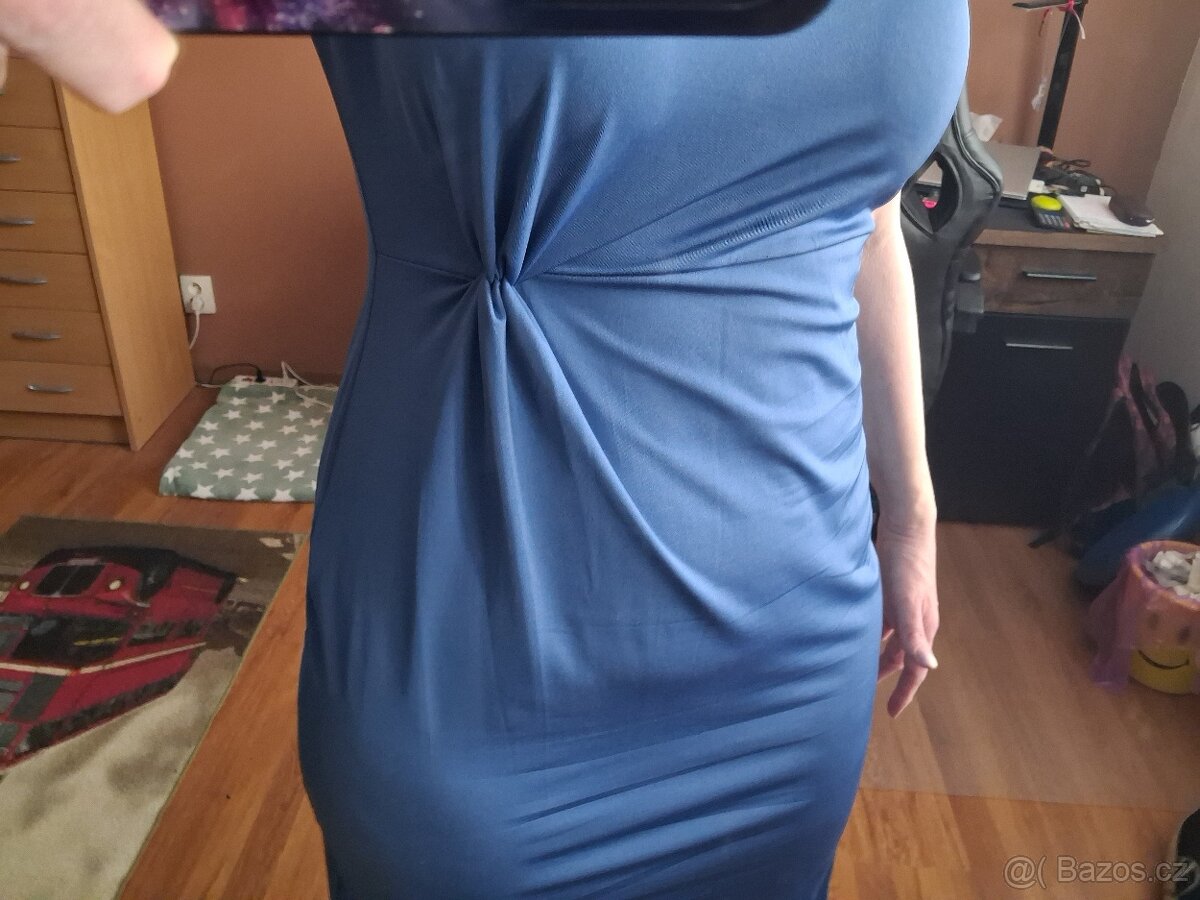 Nové modré elastické šaty vel.L Nové - 3