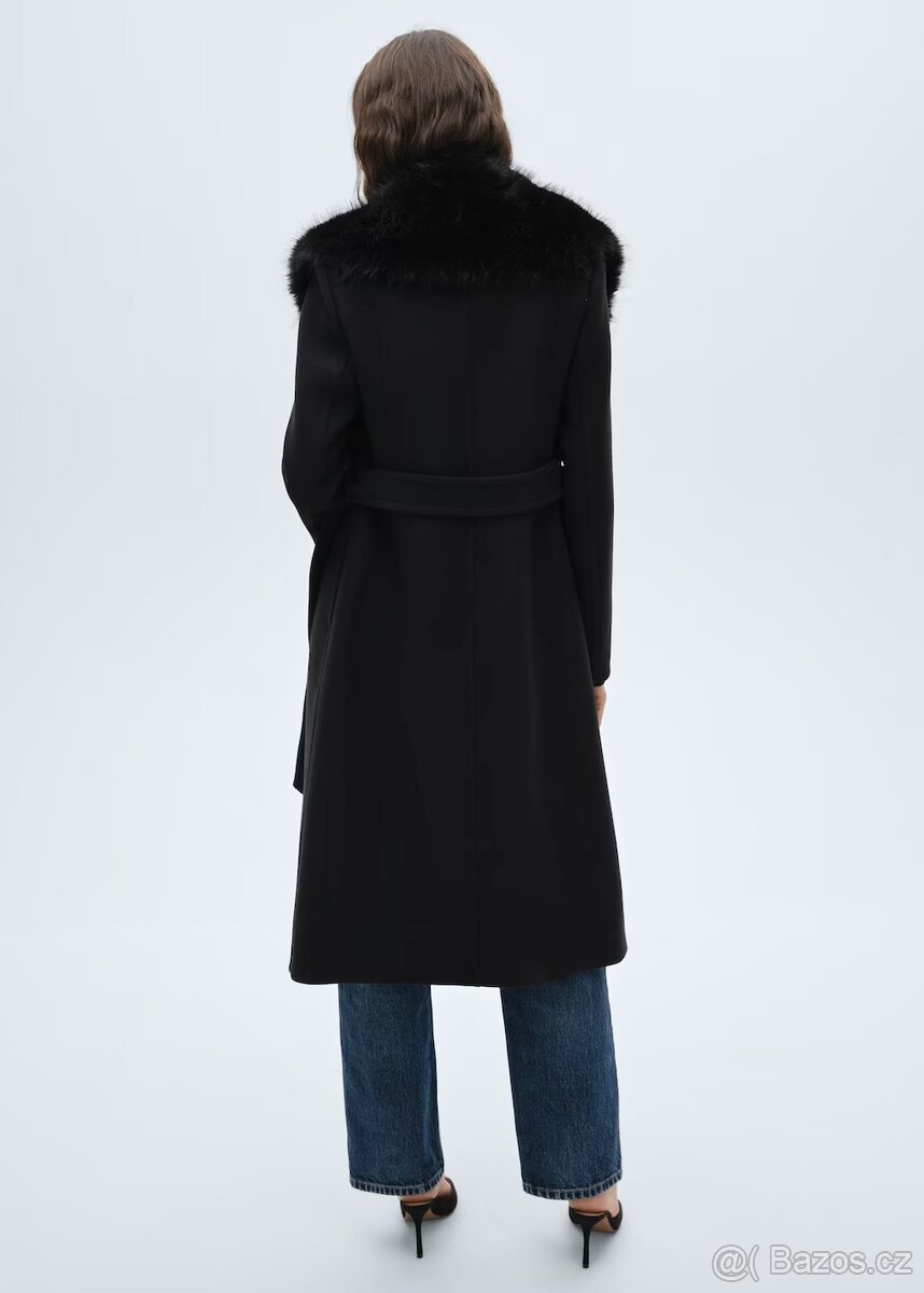 Nový dámský vlněný kabát s kožíškem vel. XS - 3