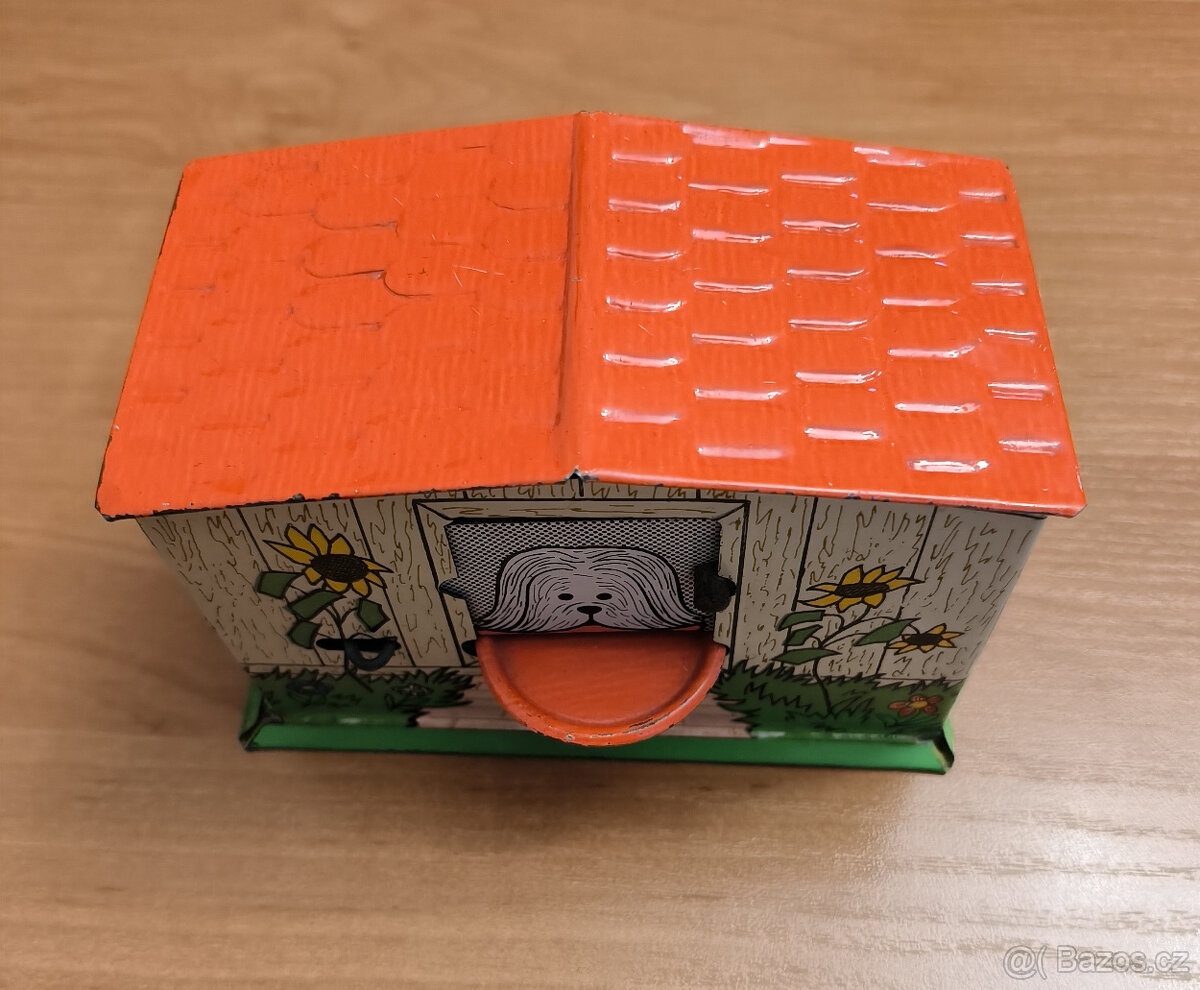 Starožitná plechová pokladnička na mince - 3