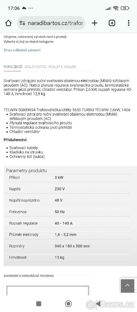 Trafosvařečka 1650,2,6kw - 3