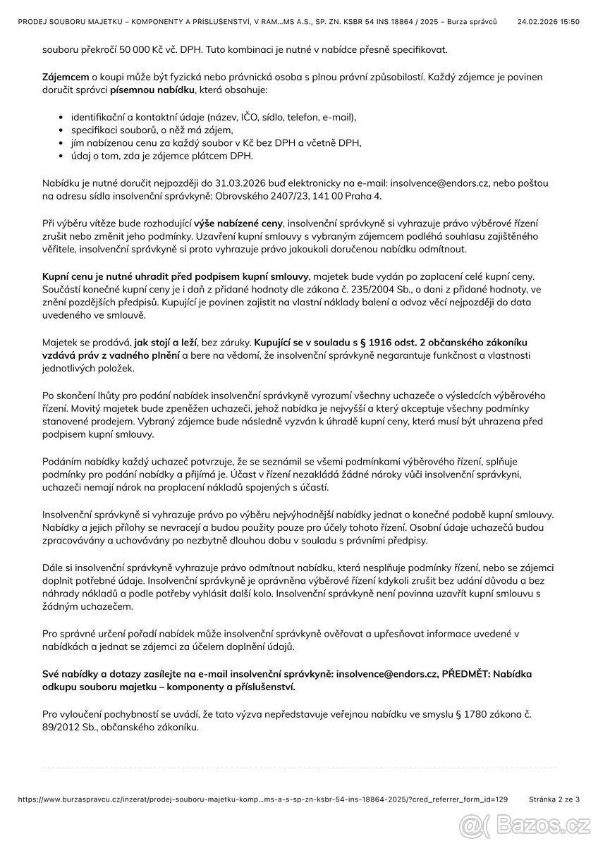 PRODEJ SOUBORU MAJETKU – KOMPONENTY A PŘÍSLUŠENSTVÍ - 3