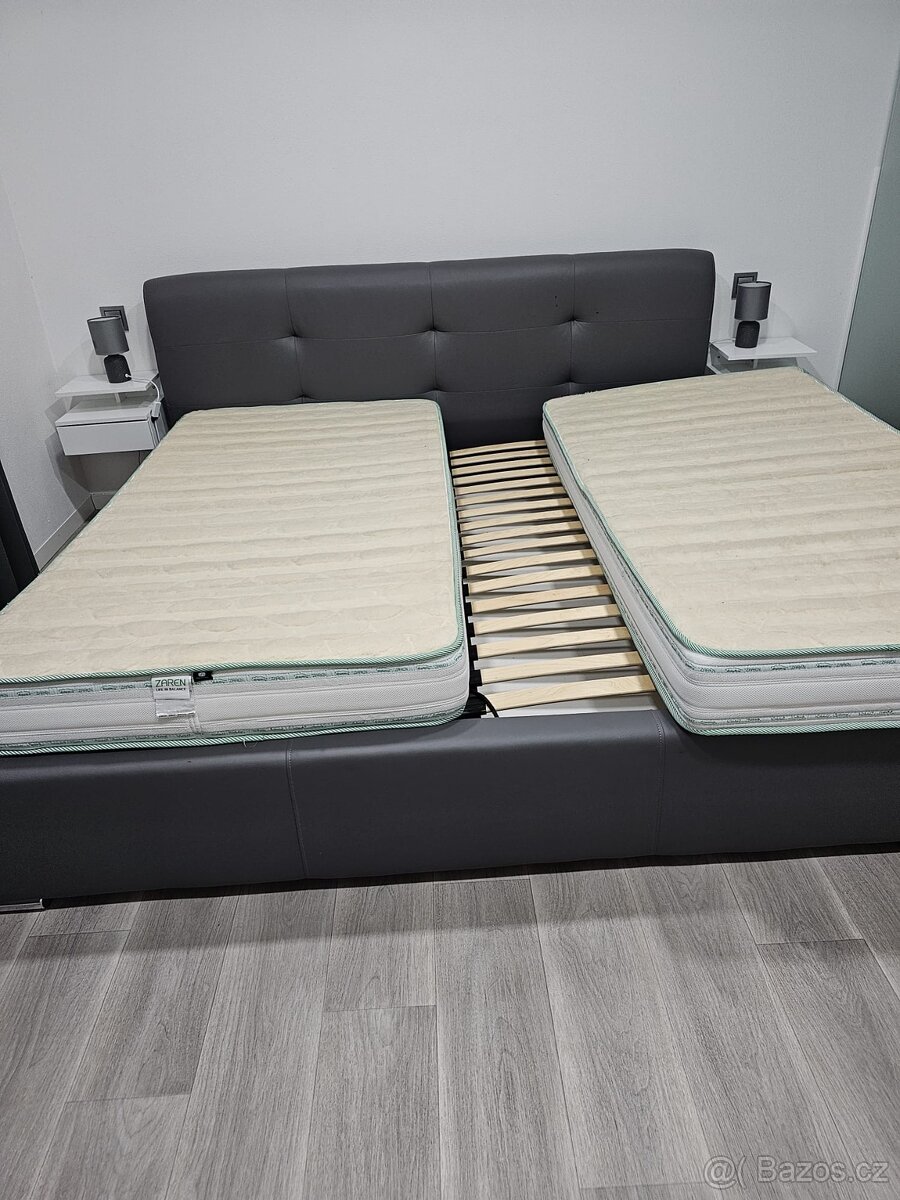 Postel 200×200 s polohovacím roštem a matrací - 3