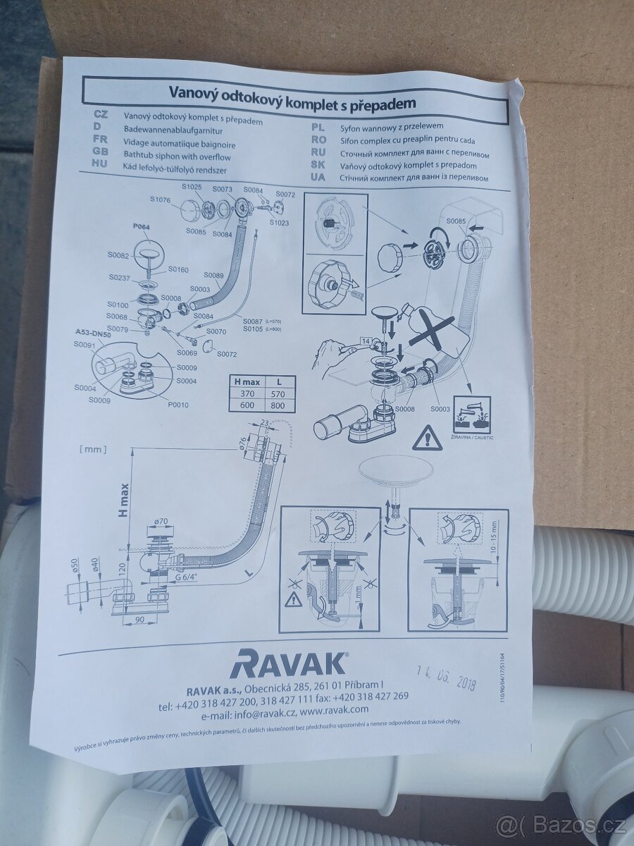 Vanový sifon RAVAK, 570B K/K Chrom - 3