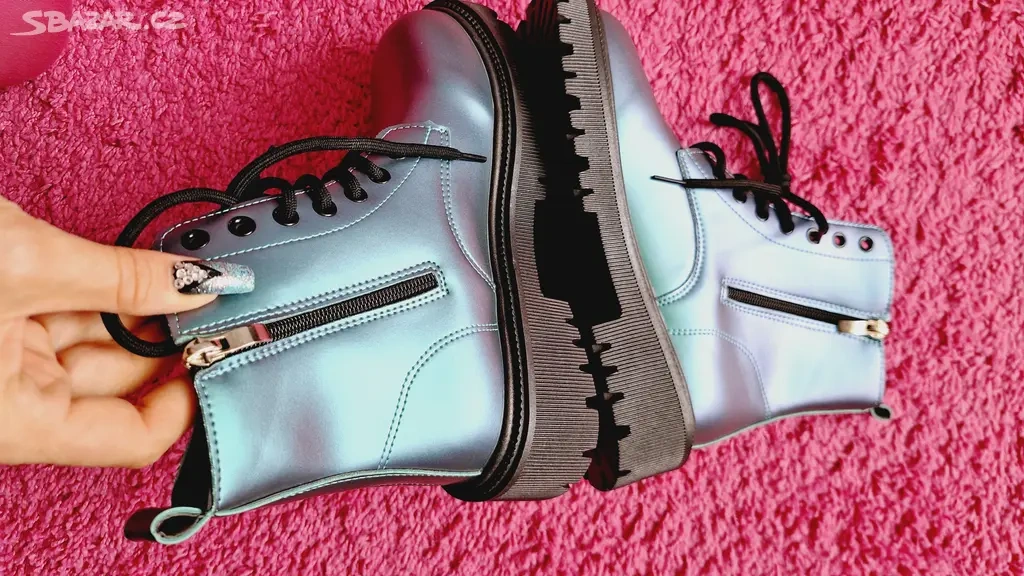 Dámské dívčí kotníkové boty holografické vel.38 - 3