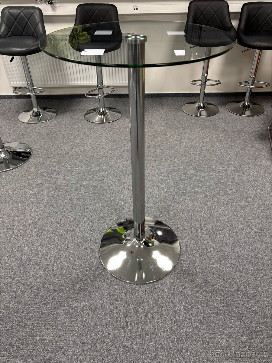 Skleněný stůl + barové černé židle - více kusů - 3