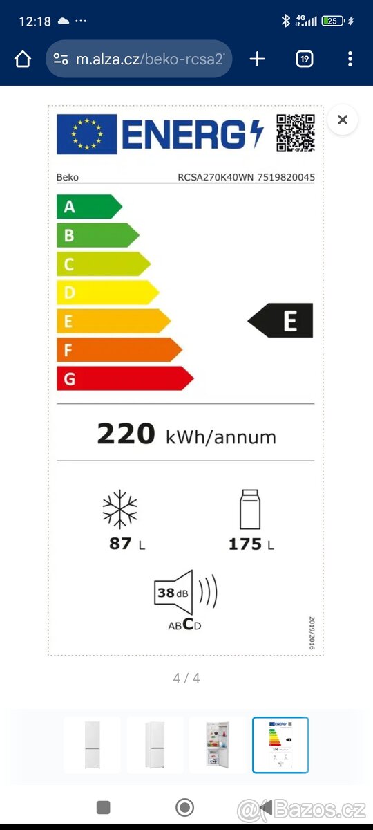 Lednice Beko RCSA270K40WN - 3