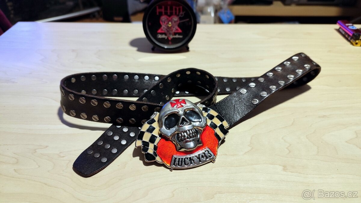 Masivní studded kožený opasek - 3
