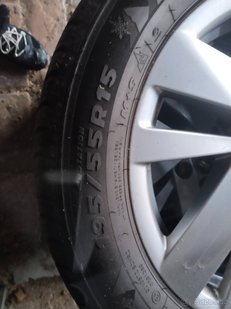 ALU kola VW 5x100,,et 40 ,šířka 5,5 palce,zimní pneu 195/55 - 3