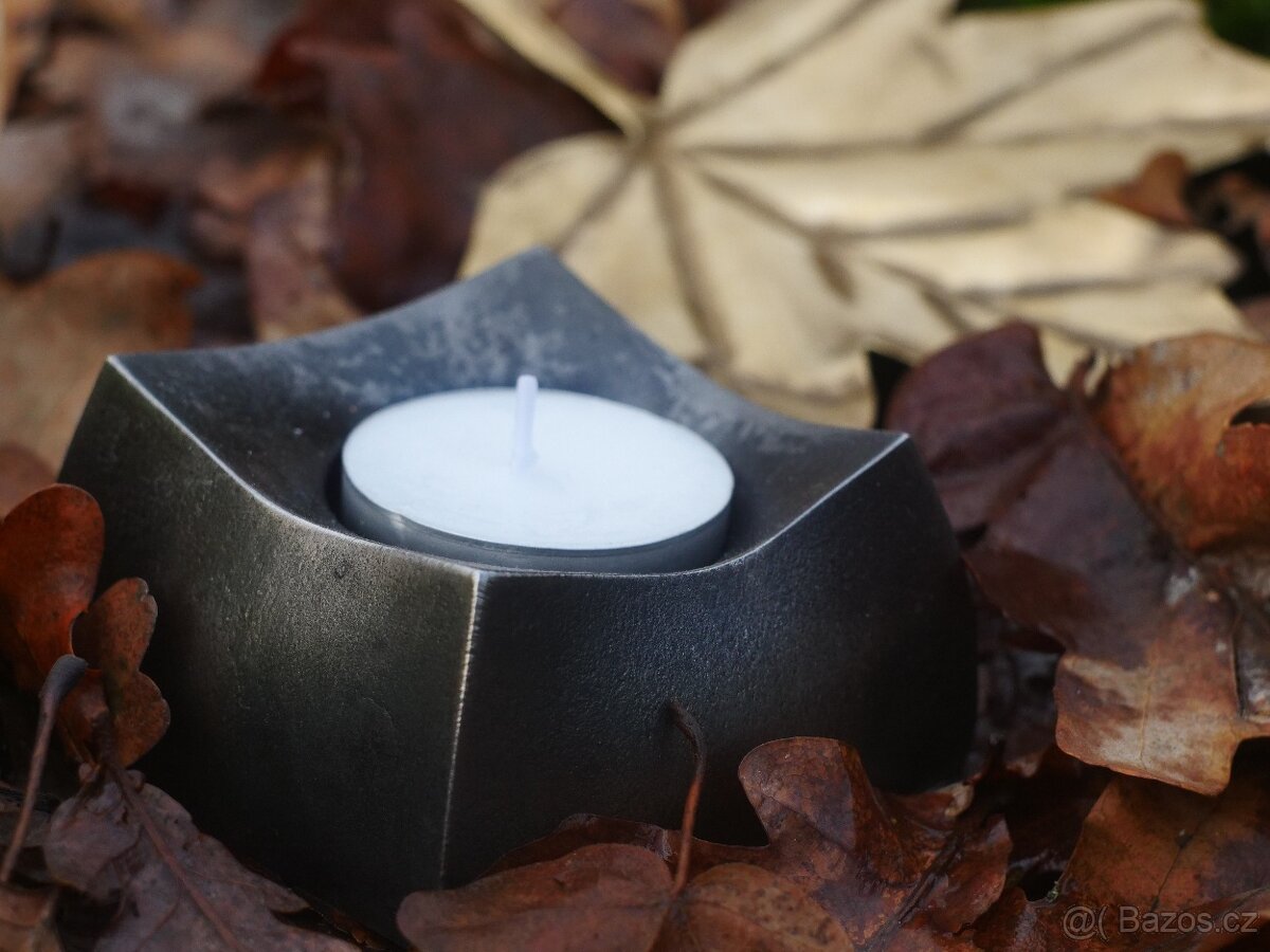 svícen na čajovou svíčku ocelový kovaný, různé druhy - 3