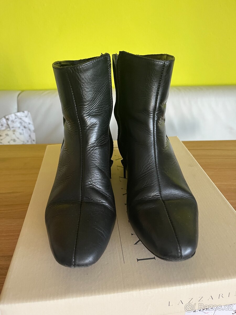 Kožené černé polokozačky 37 - 3
