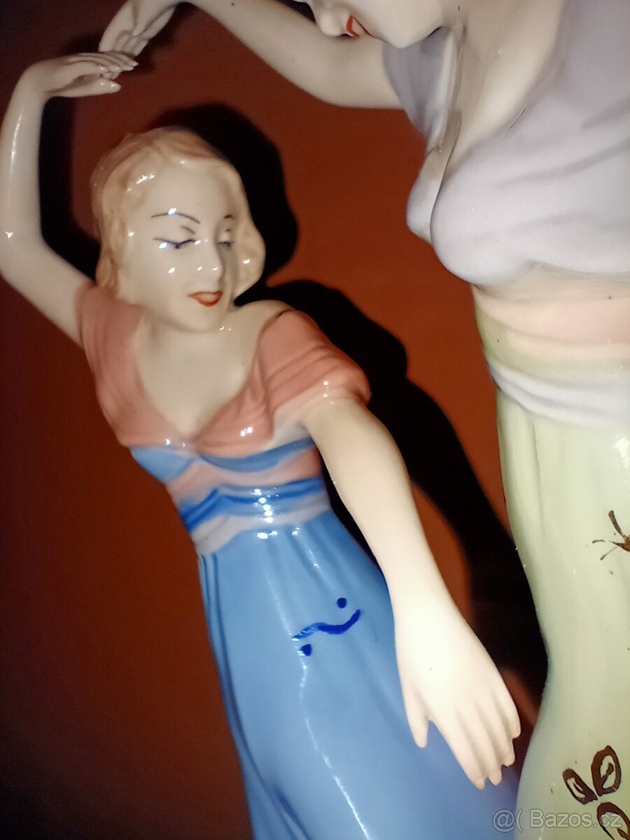 Tančící dívky. ROYAL DUX- ART-DECO sig. ELLY STROBACH - 3