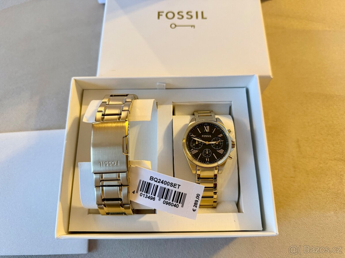 Hodinky FOSSIL Chronograf Zlaté,černý ciferník,set MEN/WOMEN - 3