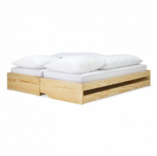 Postel, rozkládací dřevěná postel na tři lůžka - 3