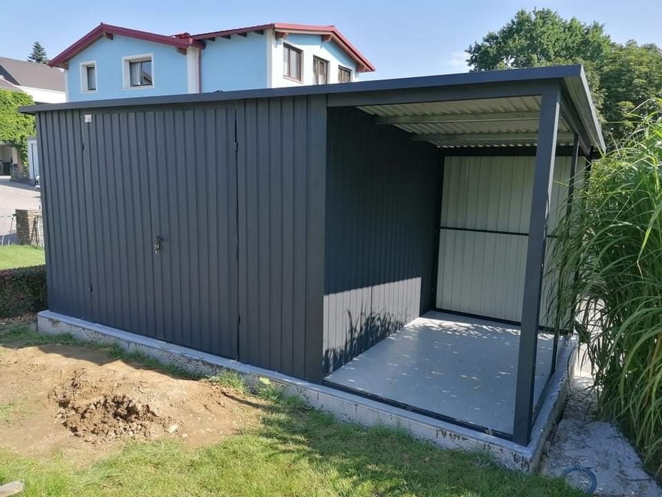 Plechová garáž 4x4 se střechou - 3