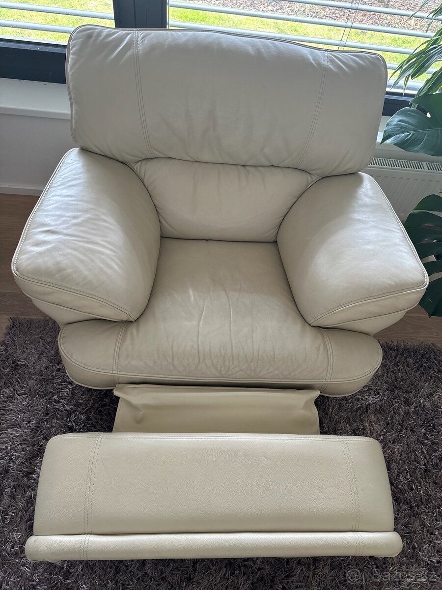 Luxusní kožené polohovací kreslo - 3