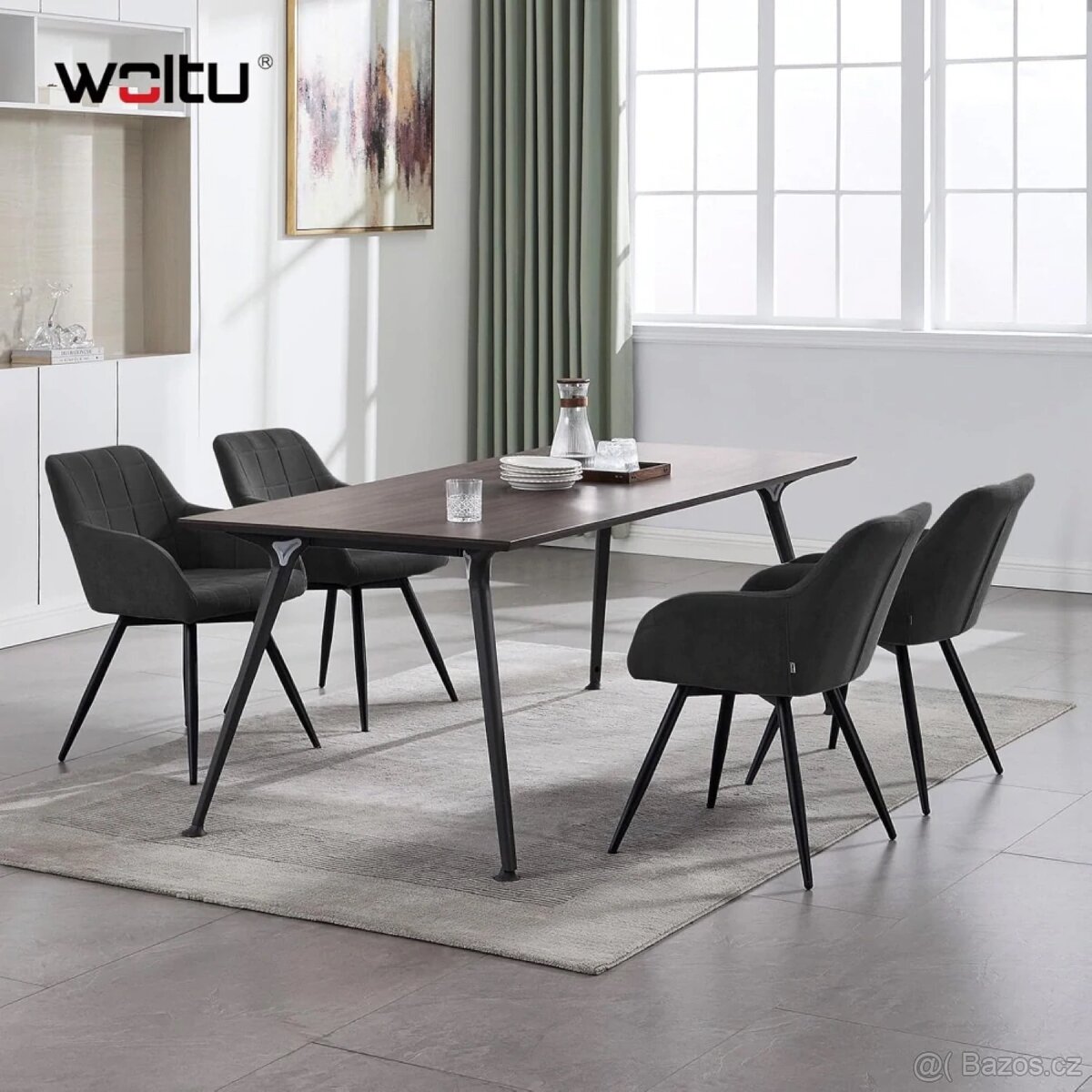 Jídelní židle WOLTU, otočná židle, ergonomická sametová - 3