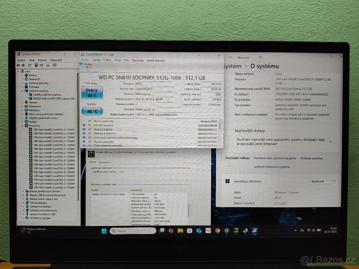 Herní Victus 16,RTX-4gen-120w,i5-13gen,RGB,19Měs.Záruka. - 3