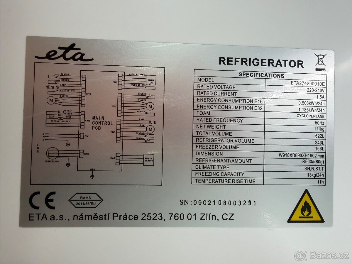 Americká lednice ETA 274290010 nerez - 3