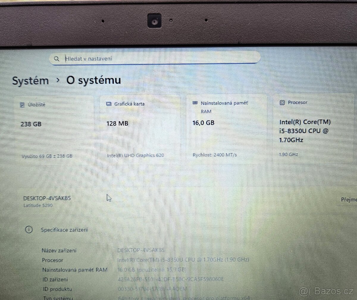 Notebook Dell Latitude 5290 / i5-8350U / 16GB RAM / 256GB - 3