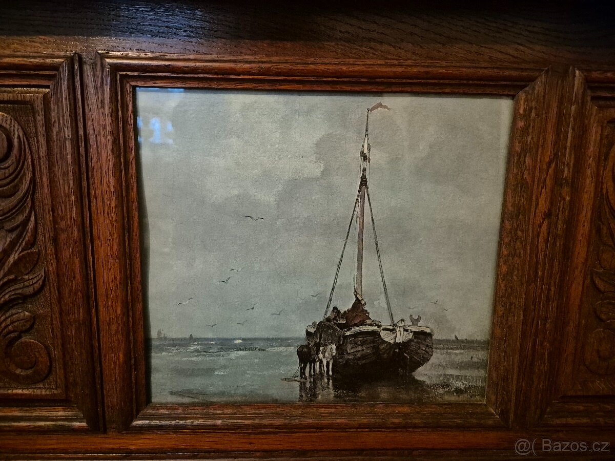 Velké starožitné nástěnné zrcadlo z dubu, Henri II / Mechele - 3