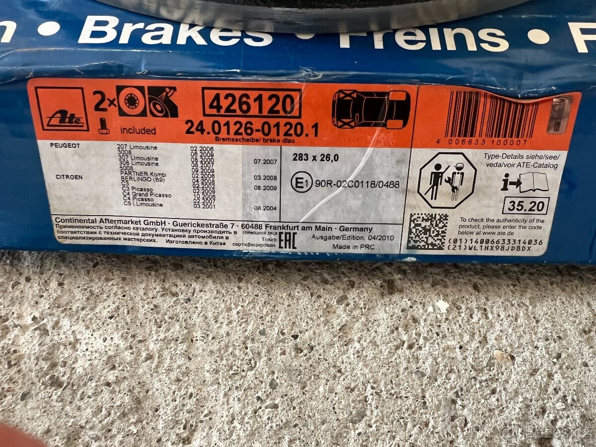 Brzdové kotouče ATE 24.0126-0120 (AT 426120) - 3