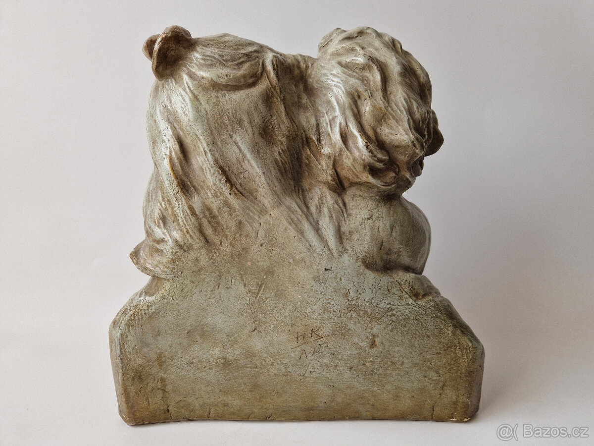 Starožitná secesní keramická socha sousoší busta děti ca1900 - 3